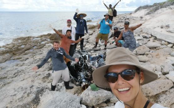 Group of TOP cleanup volunteers on Astove